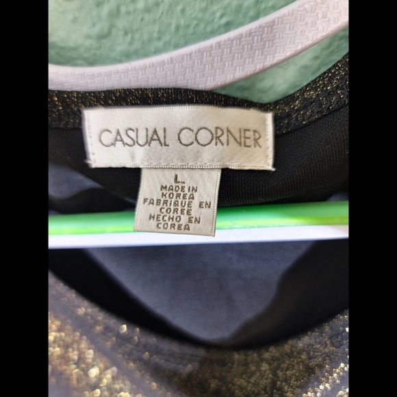 Casual Corner Gold Glitter Tank Top With See Thru Sweater - Picture 3 of 5